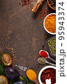 Variety of spices and herbs at table background. Cooking concept and ingredients 95943374