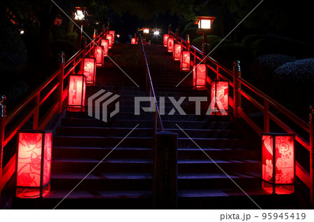 足利市 足利織姫神社の参道と行灯(日本夜景遺産) 足利市 足利織姫神社の参道と行灯(日本夜景遺産) 95945419