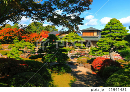 【島根県】晴天の由志園の紅葉 95945481