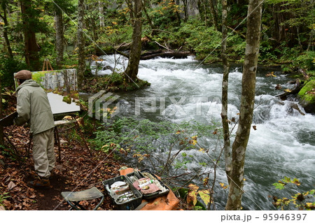 青森県 十和田市 奥入瀬渓流 画家 青森県 十和田市 奥入瀬渓流 画家 95946397