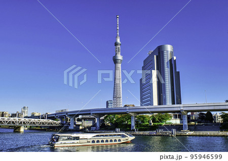 東京スカイツリー　隅田川　すみだリバーウォーク付近の風景 95946599
