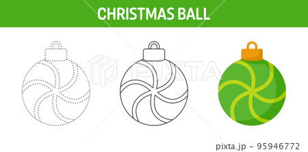 Christmas Ball tracing and coloring worksheet for kids 95946772