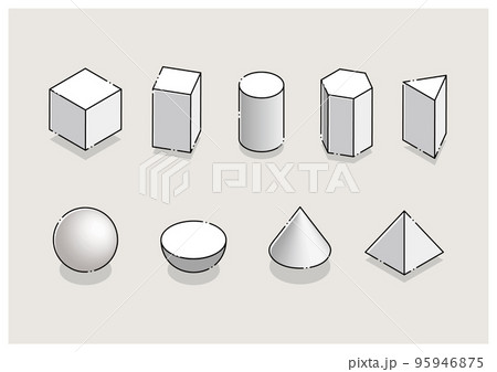 3Dパーツセット-シンプルな基本図形 95946875