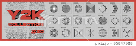 Collection of Y2K elements. Large set of retro objects for design. Frames inspired brutalism. 95947909