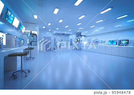 Blue futuristic laboratory interior in semiconductor manufacturing factory 95948478