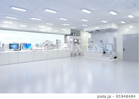 White futuristic laboratory interior in semiconductor manufacturing factory 95948484