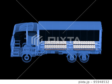 X-ray ev logistic trailer truck or electric vehicle lorry with pack of battery cells module 95948532