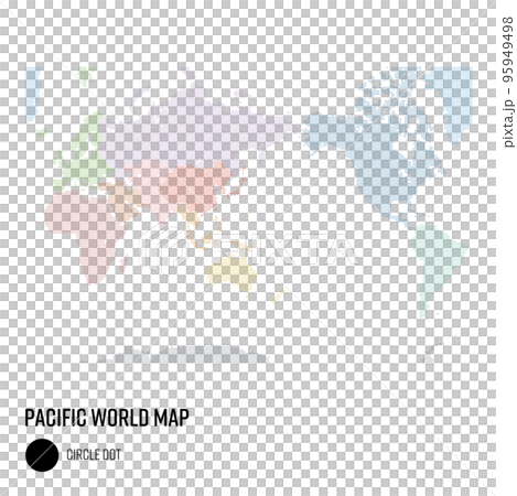 World map dots Grouped by region of the world centered on the Pacific Ocean 95949498