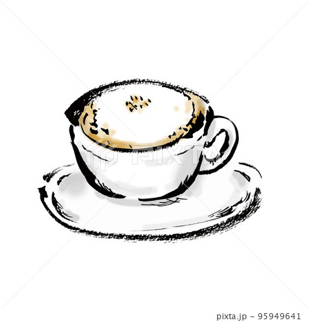カフェラテ手描きイラスト 95949641