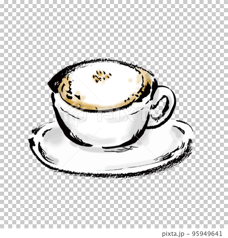 カフェラテ手描きイラスト 95949641