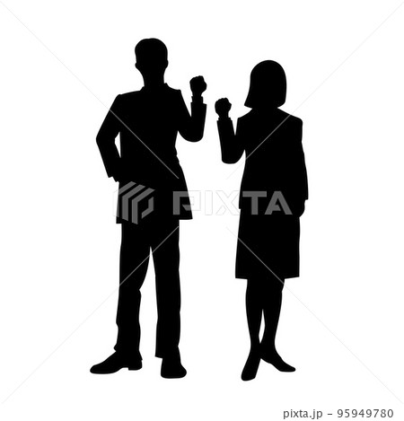 ガッツポーズをする社会人のシルエット 95949780