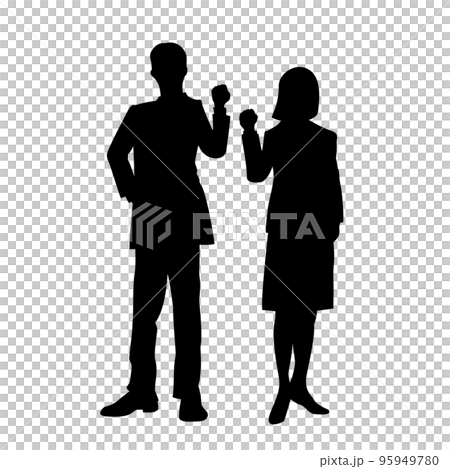 ガッツポーズをする社会人のシルエット 95949780