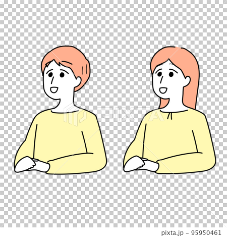 A woman who answers brightly (simple color B) 95950461