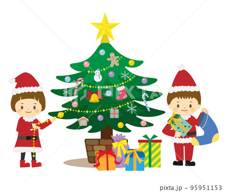 クリスマスの準備をする子ども 95951153