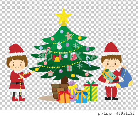 クリスマスの準備をする子ども 95951153