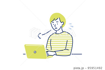 ため息をつきながらパソコン作業する女性 95951492