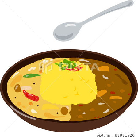 2種類のカレーをかけたカレーライス 95951520