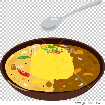 Curry rice with 2 types of curry 95951520