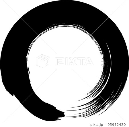 絵筆で描いたようなシンプルな円形モノクロフレーム 95952420