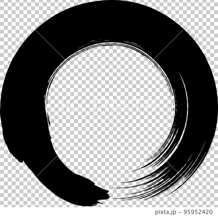 絵筆で描いたようなシンプルな円形モノクロフレーム 95952420