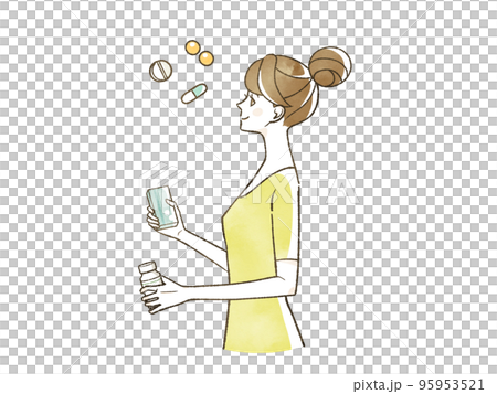 薬やサプリメントについて考えている女性 95953521