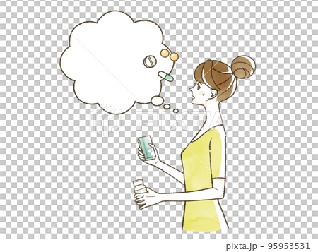 薬やサプリメントについて考えている女性 95953531