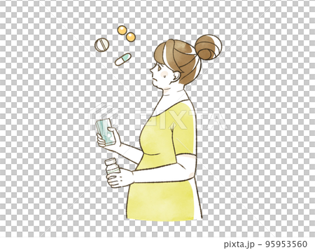 薬やサプリメントのことで困っている肥満女性 95953560