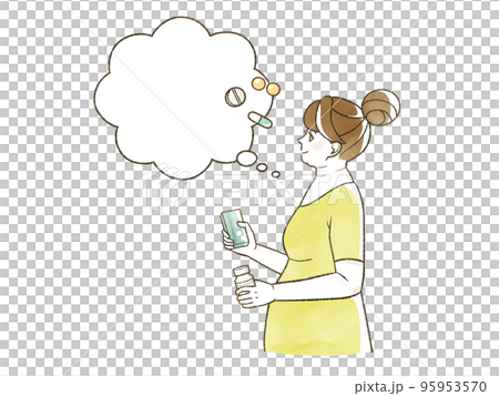薬やサプリメントについて考えている肥満女性 95953570