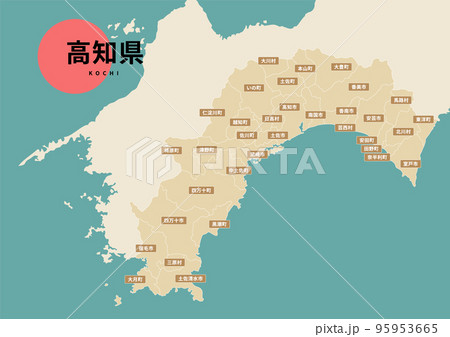 地図（地名入り）-高知県