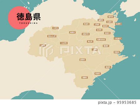 地図（地名入り）-徳島県