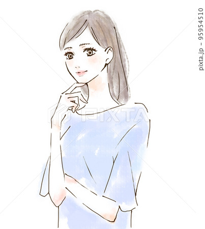 明るい表情の爽やかな女性のイラスト画像 アドバイスとオススメのイラスト素材