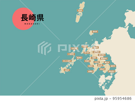 地図（地名付き）-長崎県