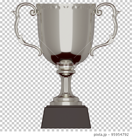 銀のトロフィーまたは準優勝カップのフォトリアルな透過3DCGレンダリング画像 95954792
