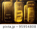 Stack of gold bars at finance vault 95954808