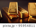 Stack of gold bars at finance vault 95954811