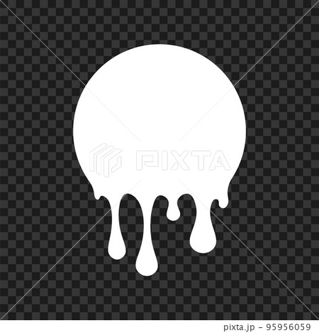 Melt cream stickers. Circle drop milk logo. Paint white vector flows 95956059