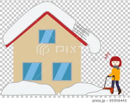 People who were shoveling snow nearby were surprised when the snow piled up on the roof fell. 95956445