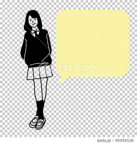 一個高中女生的矢量線畫 95956526