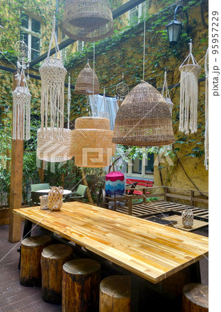 Beautiful interior door with wooden table and chairs. 95957229