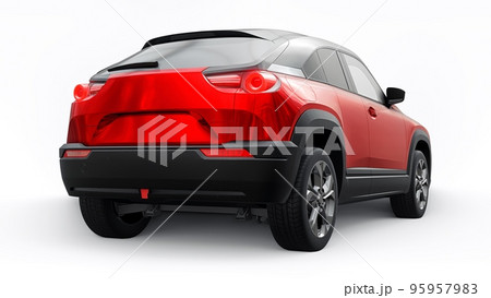 Electric innovative SUV in metallic red on a white background. 3d rendering. 95957983