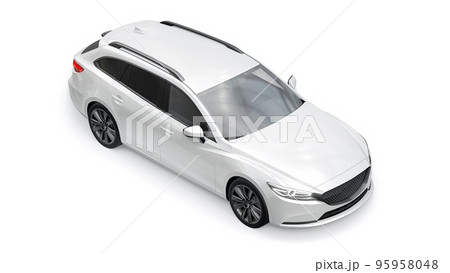 family mid-size city car station wagon on a white background. 3d rendering. family mid-size city car station wagon on a white background. 3d rendering. 95958048