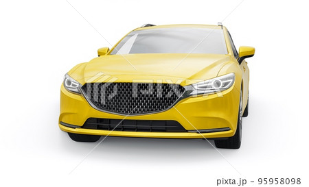 family mid-size city car station wagon on a white background. 3d rendering. family mid-size city car station wagon on a white background. 3d rendering. 95958098