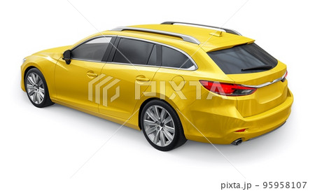 family mid-size city car station wagon on a white background. 3d rendering. 95958107