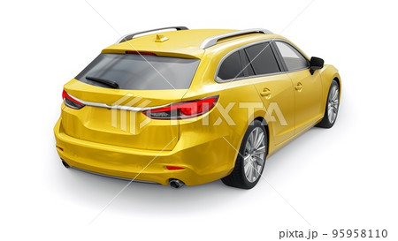family mid-size city car station wagon on a white background. 3d rendering. family mid-size city car station wagon on a white background. 3d rendering. 95958110