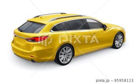 family mid-size city car station wagon on a white background. 3d rendering. family mid-size city car station wagon on a white background. 3d rendering. 95958113