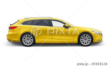 family mid-size city car station wagon on a white background. 3d rendering. 95958128