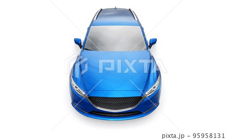 family mid-size city car station wagon on a white background. 3d rendering. family mid-size city car station wagon on a white background. 3d rendering. 95958131