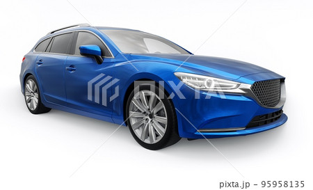 family mid-size city car station wagon on a white background. 3d rendering. family mid-size city car station wagon on a white background. 3d rendering. 95958135
