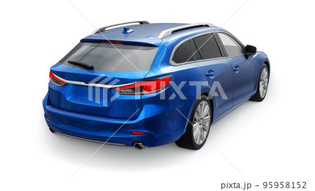 family mid-size city car station wagon on a white background. 3d rendering. 95958152