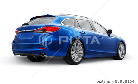family mid-size city car station wagon on a white background. 3d rendering. 95958154